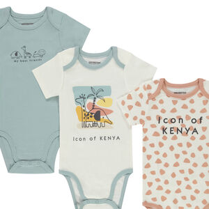 Lot de 7 bodies manches courtes motifs safari pour bébé garçon 