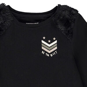 T-shirt manches longues en jersey détails sherpa pour fille 