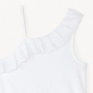 Débardeur à bretelles asymétriques et broderie anglaise pour fille 