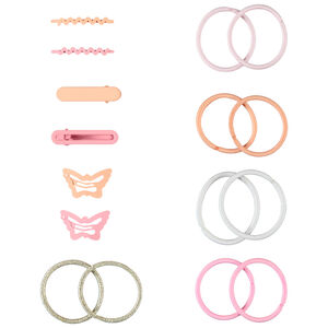 Lot de 6 barrettes + 10 élastiques colorés pour fille  