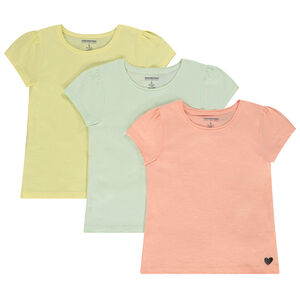 Lot de 3 t-shirts manches courtes print cœur pour fille 
