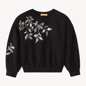 Sweat fille fleurs en sequins 