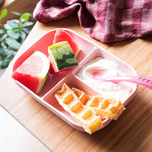 Set repas compartimenté en silicone avec ventouse - Rose 