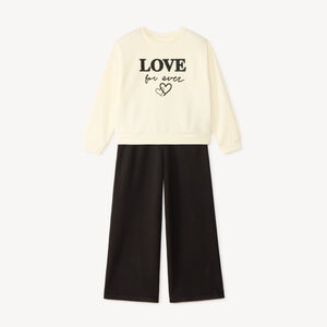 Ensemble de jogging sweat + pantalon évasé pour fille 