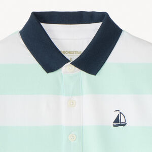 Polo manches courtes à rayures broderie bateau pour garçon 