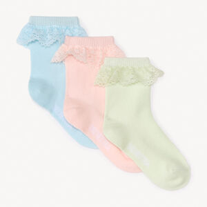 Lot de 3 paires de chaussettes à broderie anglaise pour bébé fille 