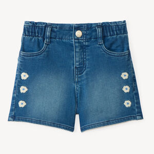 Short en jean avec broderie fleur pour fille 