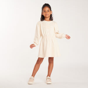 Robe manches longues fille avec broderies à fleurs  