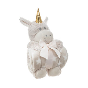 Set Plaid + Peluche Licorne - Gris  