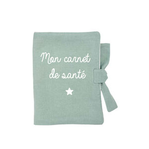 Protège carnet de santé en lin "Mon carnet de santé" menthe 