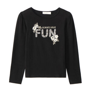 T-shirt manches longues brodé pour fille 