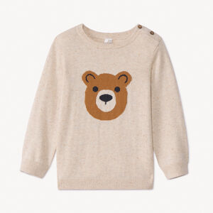 Pull manches longues en tricot avec ourson pour garçon  
