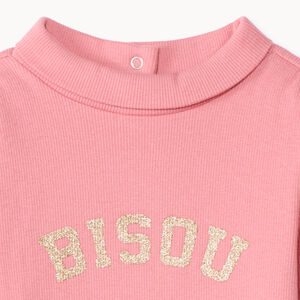 Sous-pull col roulé à message pailleté pour bébé fille 