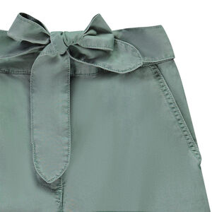 Pantalon droit effet cargo en toile avec ceinture à nouer pour fille 