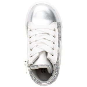 Bottillons argentés pailletés à lacets et zip pour bébé fille 