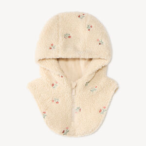 Cagoule bébé fille en sherpa à fleurs brodées 