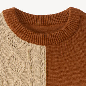 Pull torsadé effet bi-matière garçon 