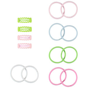 Lot de 4 barrettes colorés + 10 élastiques pour fille 