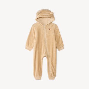 Surpyjama bébé en sherpa avec capuche à oreilles et zip 