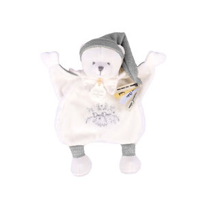 Doudou plat ours argent avec cape anniversaire 25 ans 