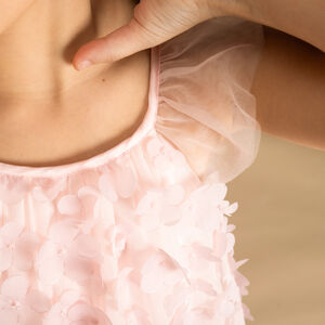 Robe de cérémonie en tulle avec fleurs 3D pour fille 