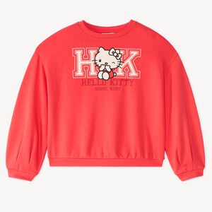 Sweat fille oversize en molleton broderie Hello Kitty 