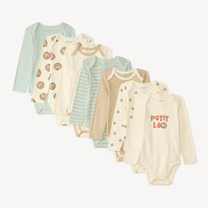 Lot de 7 bodies manches longues bébé garçon motif lion 