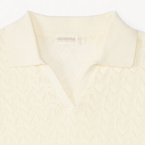 Pull manches courtes uni en tricot ajouré fille 
