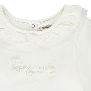 T-shirt manches longues uni à col claudine pour bébé fille 