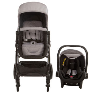Poussette trio combinée avec siège-auto et couffin gris chiné/noir 