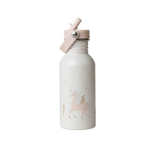 Gourde isotherme avec paille 500ml Licorne écru 
