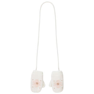 Moufles reliées en tricot motif flocon pour bébé fille 