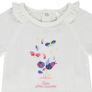 Dors-bien en jersey fantaisie avec broderies et print pour bébé fille 
