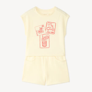 Ensemble débardeur + short broderie timbre pour fille 