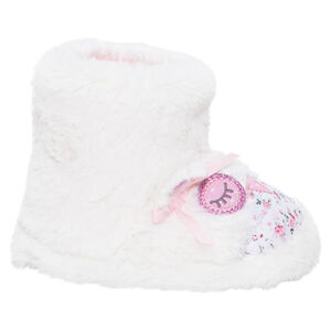 Chaussons brodés en fausse fourrure forme bottines 