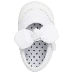 Toiles blanches à scratch et nœud pour bébé fille 