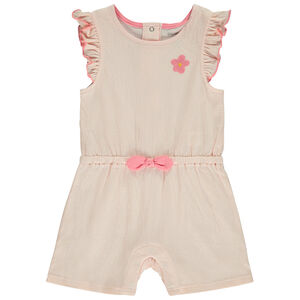 Combishort effet froissé à fleur brodée pour bébé fille 