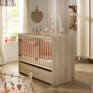 Lit bébé transformable 120 x 60 cm Mélinée aspect chêne sépia/crème 