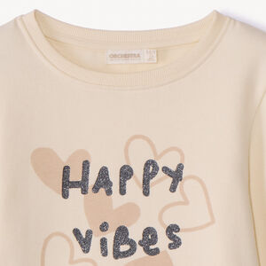 Sweat molleton uni à print pailleté pour fille 