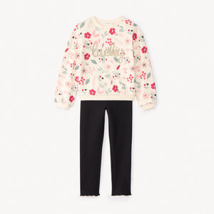 Ensemble jogging avec sweat imprimé fleurs pour fille 