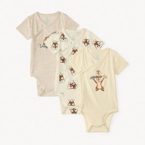 Lot de 3 bodies manches courtes Tic & Tac Disney pour bébé garçon (finitions différentes selon l'âge) 