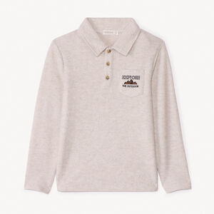 Polo manches longues effet côtelé pour garçon 