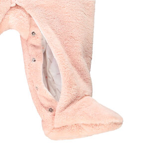 Combi-pilote en sherpa rose pour bébé fille 