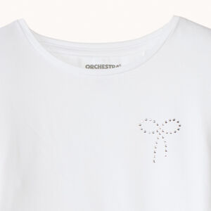 T-shirt fille à manches longues avec nœud en strass 