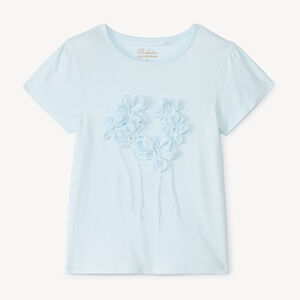 T-shirt manches courtes à fleurs 3D pour fille 