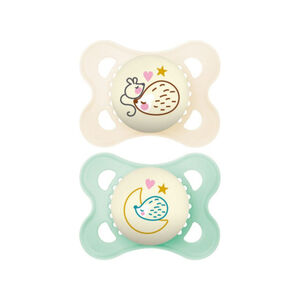 Lot de 2 sucettes silicone Original Nuit 2-6M animaux (modèle aléatoire) 
