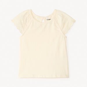 T-shirt manches courtes en popeline uni pour bébé fille 