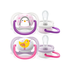 Lot de 2 sucettes silicone Ultra Air 0-6M animals (modèle aléatoire) 