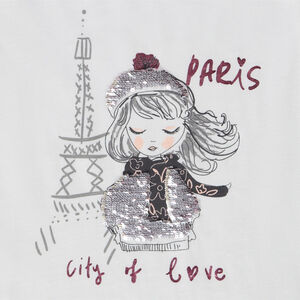 T-shirt manches courtes print en sequins magiques pour fille 