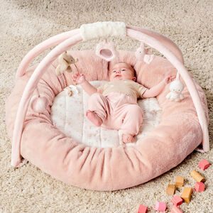 Tapis d'éveil pouf avec arches - Fanfan - Rose - Diamètre 90 cm 